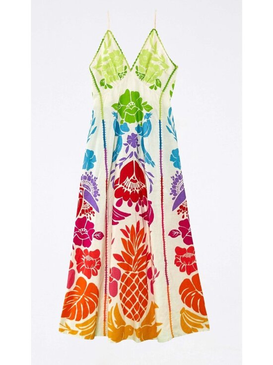 FARM Rio Dresses & Skirts - FARM Rio $265 Embroidered Tropical Rainbow Graphic Maxi Dress NWT XS